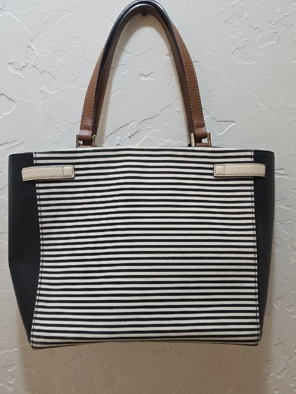 Kate Spade Houston Street Leo Striped Leather Satchel Tote